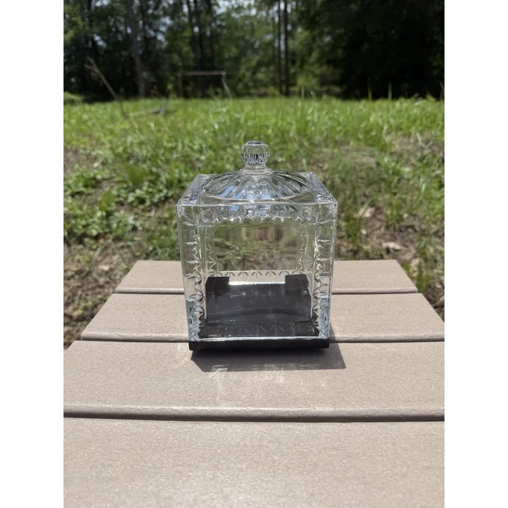 Shannon Crystal Dublin Crystal Glass Revolving Photo Cube Frame w/ Base Lid